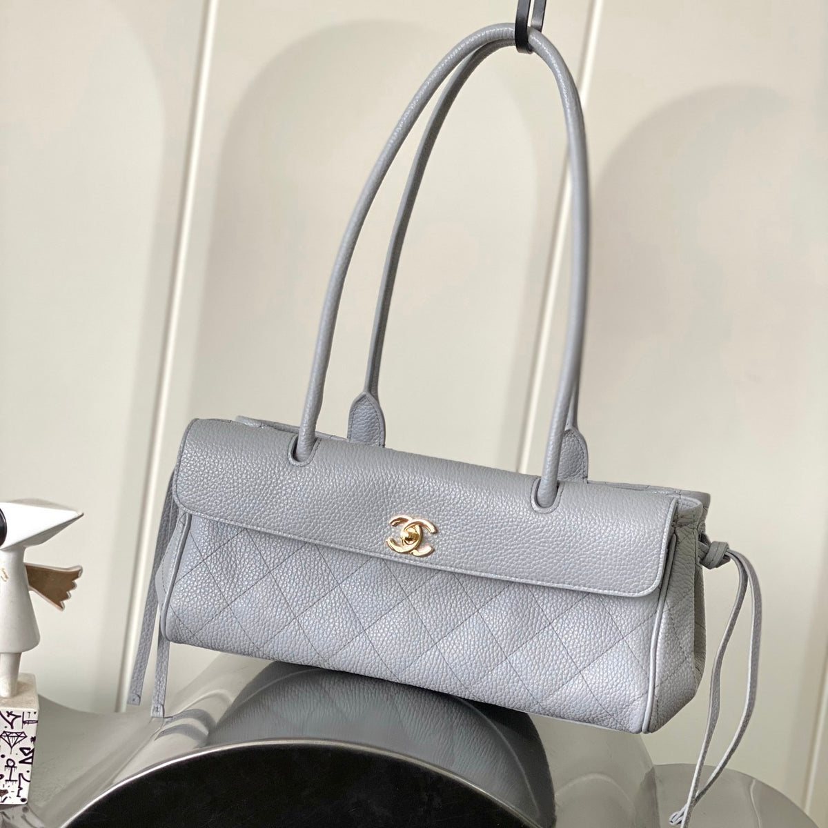 Chanel Small Urban Essential East West Shopping Tote in Grained Shiny Calfskin
