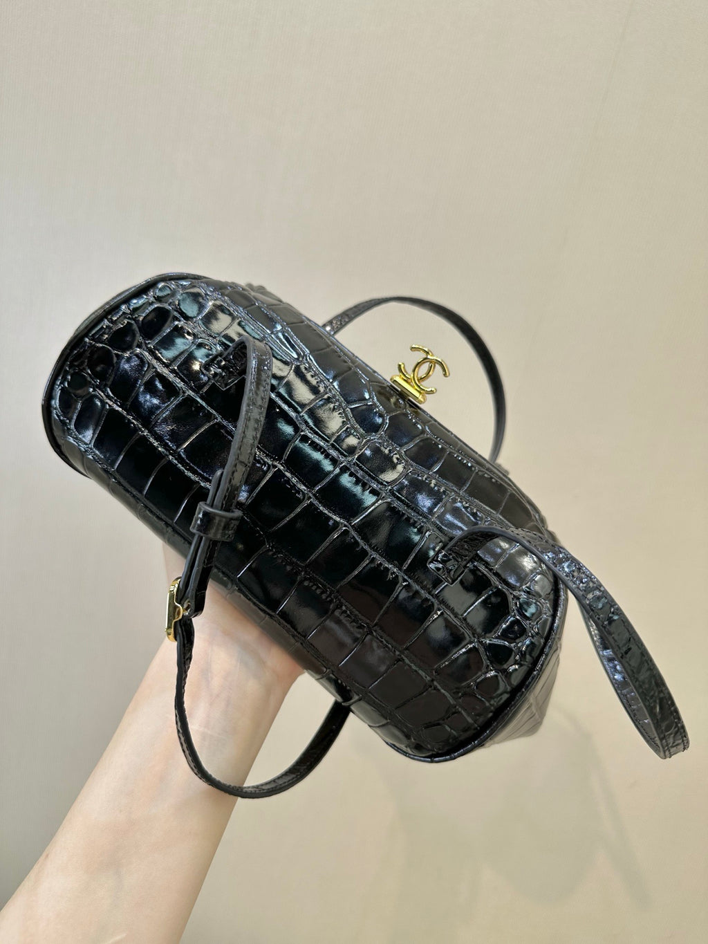 Chanel Clutch With Leather Strap in Crocodile Embossed Calfskin