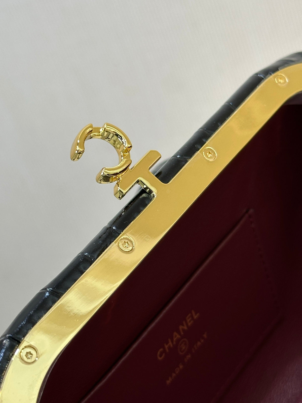Chanel Clutch With Leather Strap in Crocodile Embossed Calfskin