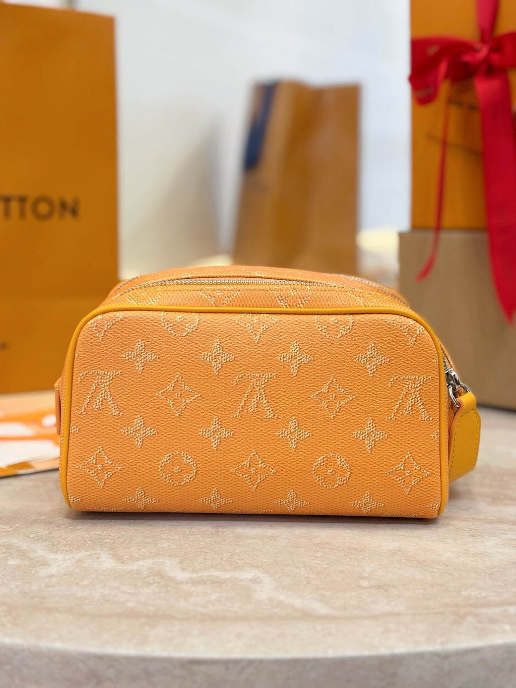 LV Mini Dopp Kit Monogram Heritage Coated Canvas