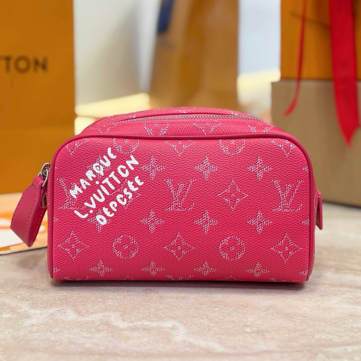 LV Mini Dopp Kit Monogram Heritage Coated Canvas