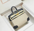 Hermes Birkin 25 in Toile Canvas and Swift Leather