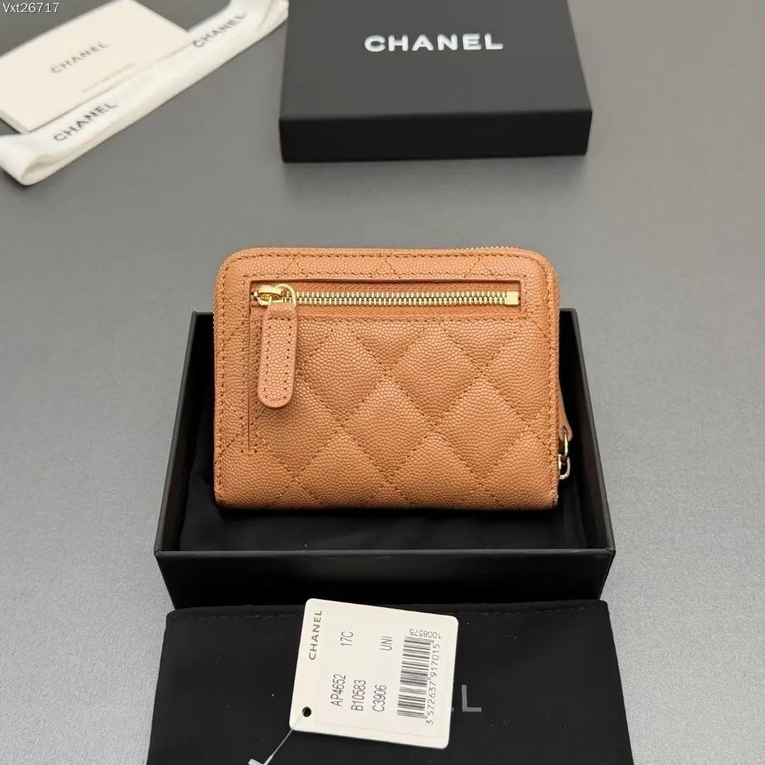 Chanel Classic Zipped Coin Purse in Grained Shiny Calfskin