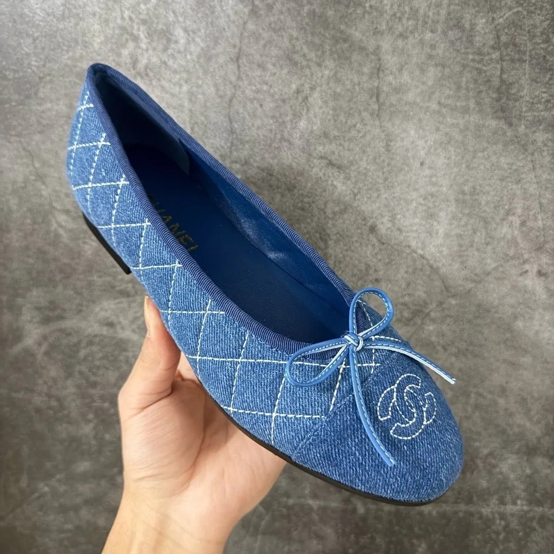 Chanel Classic Ballet Flats In Washed Denim
