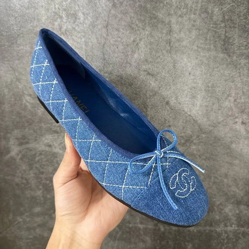 Chanel Classic Ballet Flats In Washed Denim