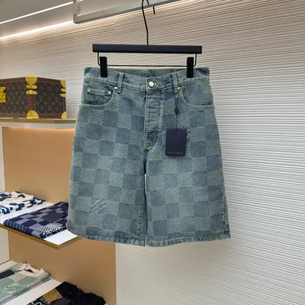 LV 1AHVDS Damier 3D Light Denim Shorts