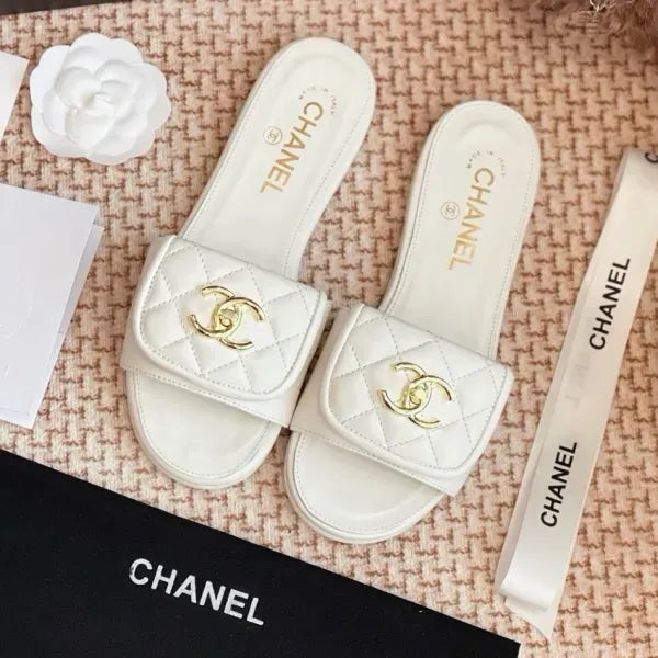 Chanel Quilted CC Turnlock Flat Mules in Lambskin