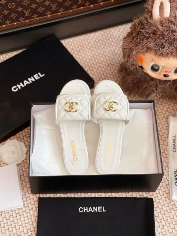 Chanel Quilted CC Turnlock Flat Mules in Lambskin