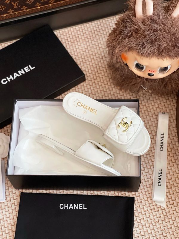 Chanel Quilted CC Turnlock Flat Mules in Lambskin
