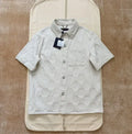 LV 1AK6HQ Damier 3D Light Denim Short-Sleeved Shirt