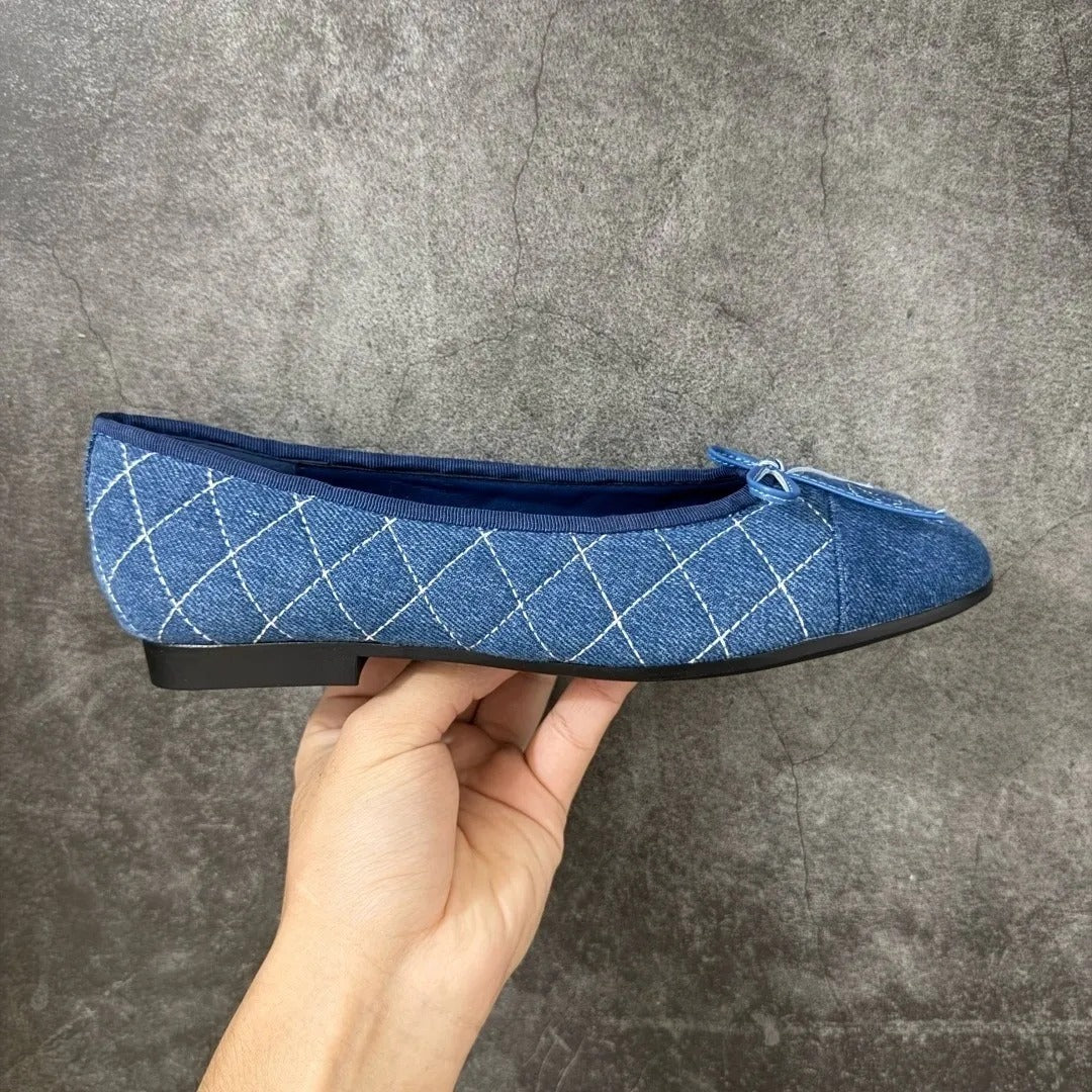 Chanel Classic Ballet Flats In Washed Denim