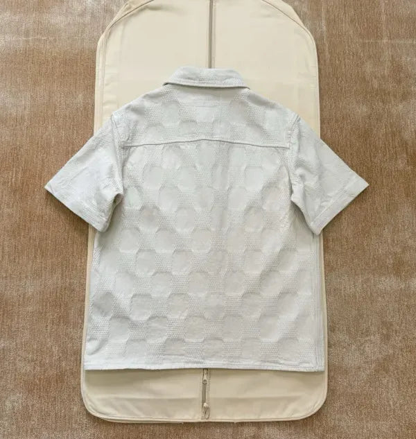 LV 1AK6HQ Damier 3D Light Denim Short-Sleeved Shirt