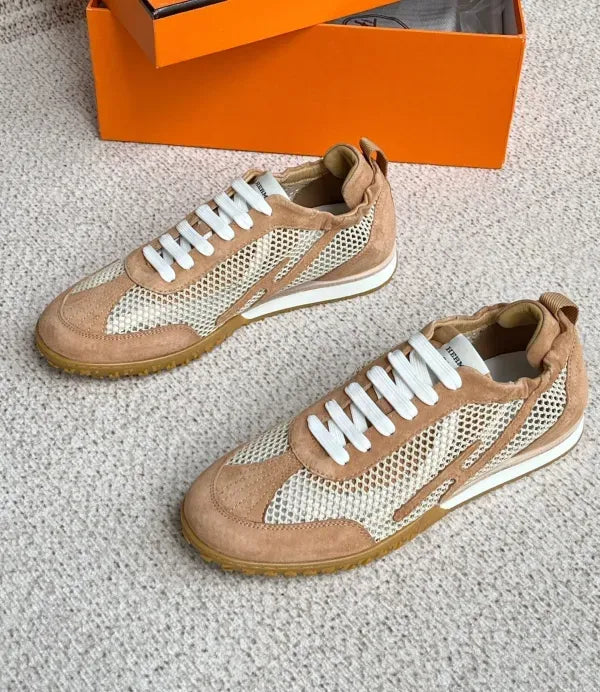 Hermes Jet Sneaker in Crochet Knit And Suede Goatskin