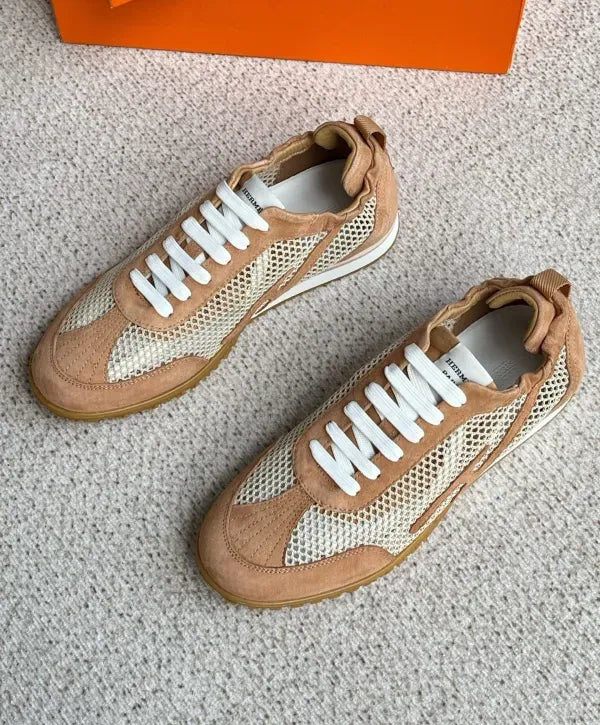 Hermes Jet Sneaker in Crochet Knit And Suede Goatskin