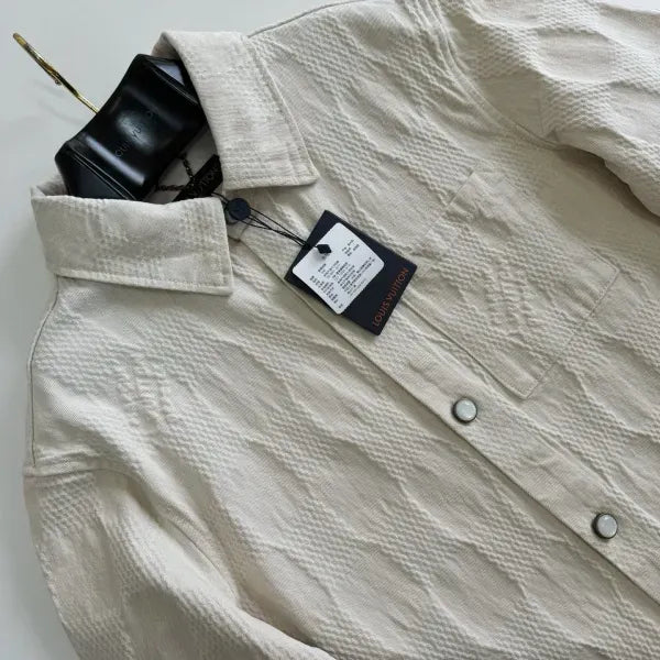 LV 1AK6HQ Damier 3D Light Denim Short-Sleeved Shirt