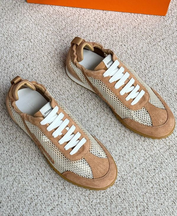 Hermes Jet Sneaker in Crochet Knit And Suede Goatskin