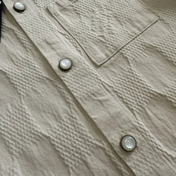 LV 1AK6HQ Damier 3D Light Denim Short-Sleeved Shirt