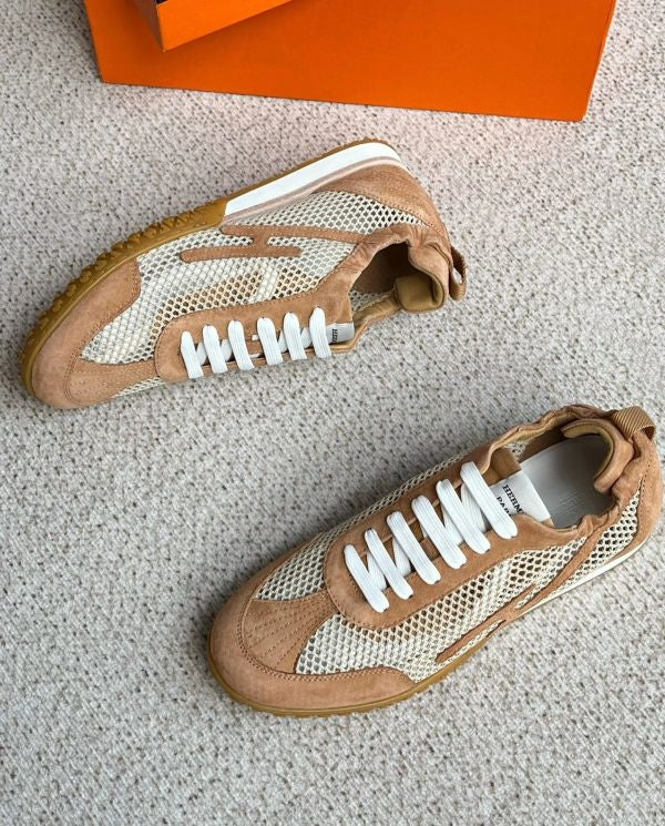Hermes Jet Sneaker in Crochet Knit And Suede Goatskin