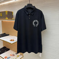 Chrome Hearts Silver Button Horseshoe Button Polo Shirt
