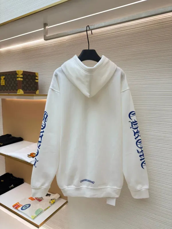Chrome Hearts Vertical Blue Logo Zip-up Hoodie
