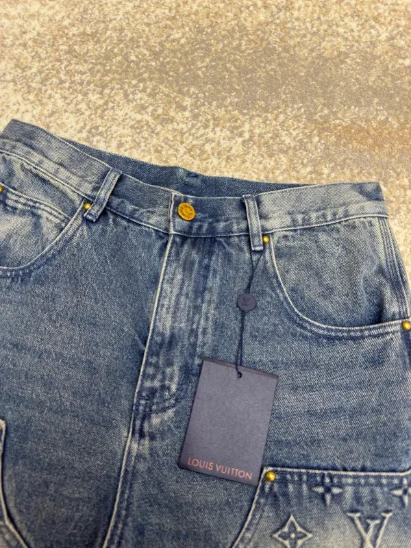 LV 1ABJ7E Monogram Workwear Denim Shorts
