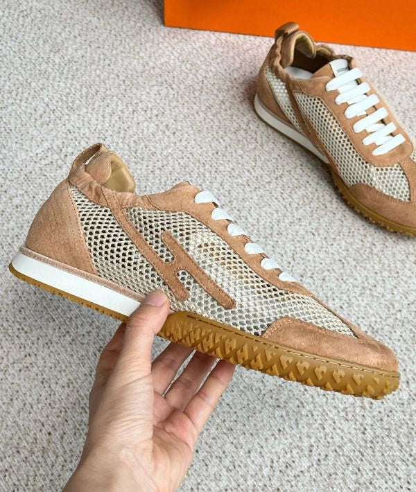 Hermes Jet Sneaker in Crochet Knit And Suede Goatskin