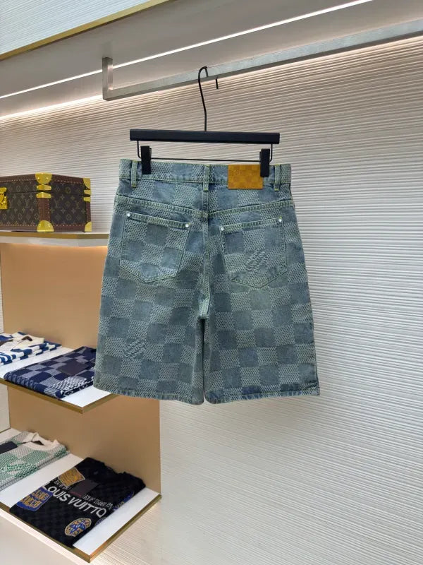 LV 1AHVDS Damier 3D Light Denim Shorts