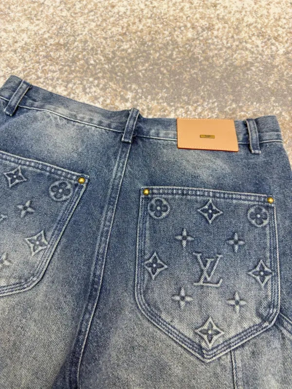 LV 1ABJ7E Monogram Workwear Denim Shorts