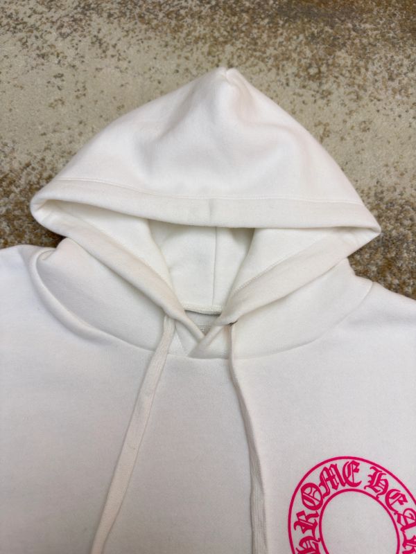 Chrome Hearts Pink Horseshoe Floral Sleeve Pullover Hoodie