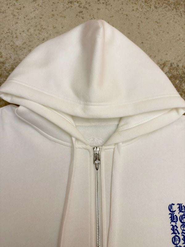 Chrome Hearts Vertical Blue Logo Zip-up Hoodie