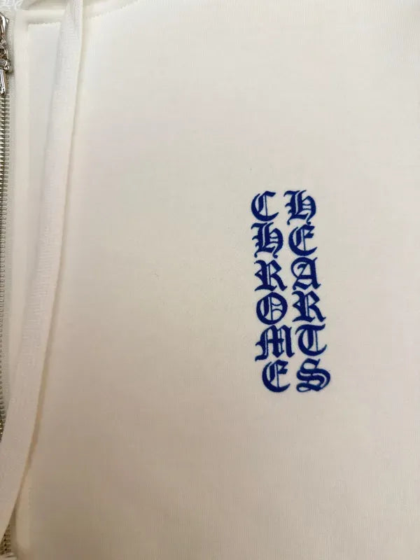 Chrome Hearts Vertical Blue Logo Zip-up Hoodie