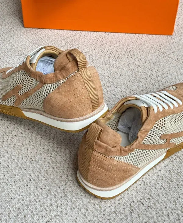 Hermes Jet Sneaker in Crochet Knit And Suede Goatskin
