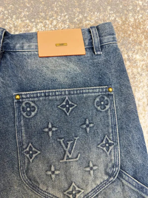 LV 1ABJ7E Monogram Workwear Denim Shorts