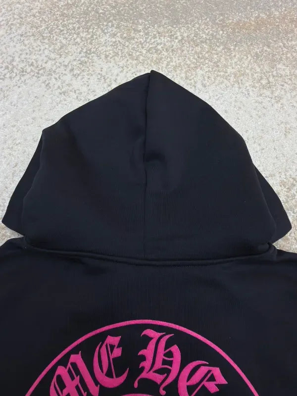 Chrome Hearts Horseshoe Pink Logo Zip-up Hoodie Black