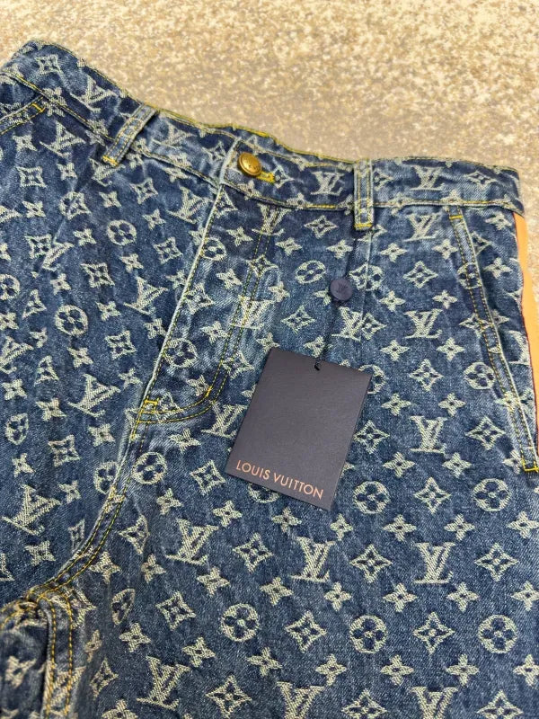 LV 1AGIUW Monogram Denim Tailored Pants