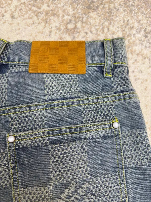 LV 1AHVDS Damier 3D Light Denim Shorts