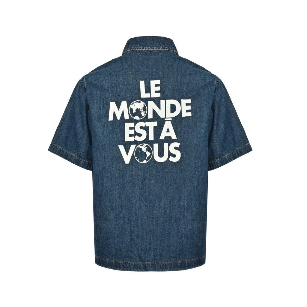 LV 1AHDMP Signature Denim Short-Sleeved Shirt