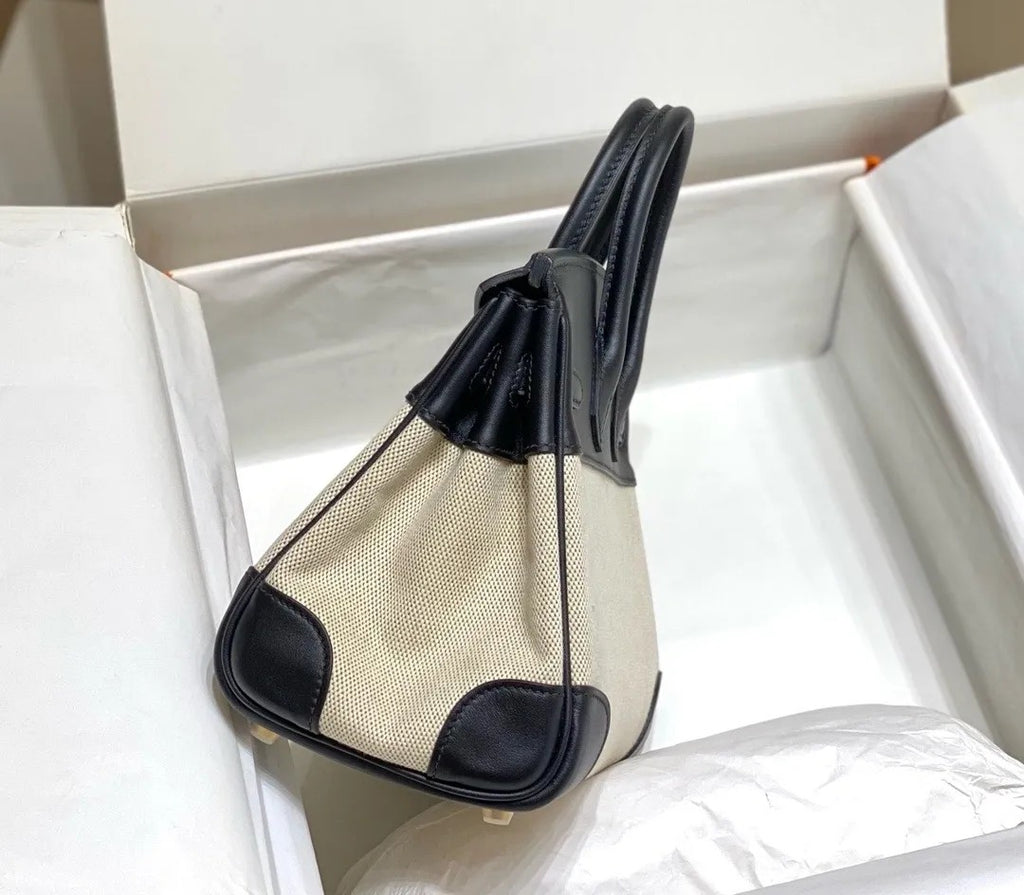 Hermes Birkin 25 in Toile Canvas and Swift Leather