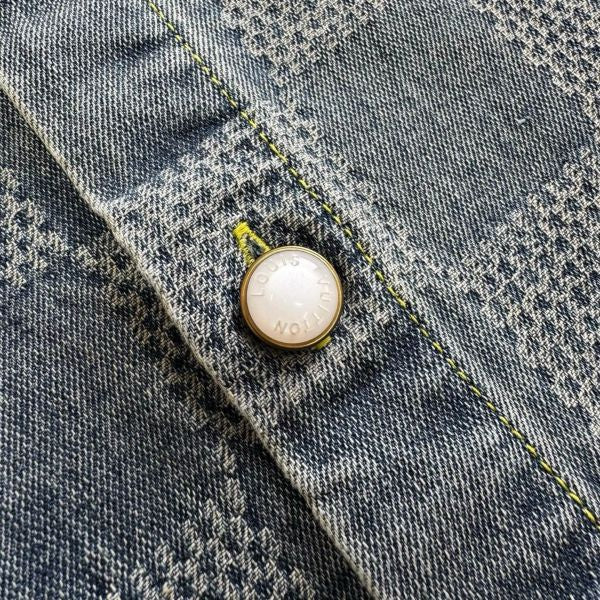 LV 1AHVZ2 Damier 3D Light Denim Short-Sleeved Shirt