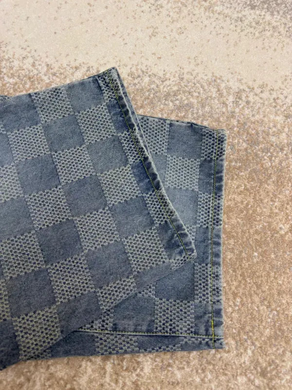 LV 1AHVDS Damier 3D Light Denim Shorts