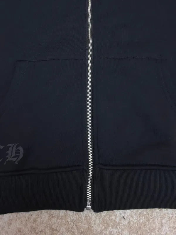 Chrome Hearts Horseshoe Pink Logo Zip-up Hoodie Black