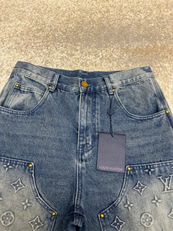 LV 1ABJ7E Monogram Workwear Denim Shorts