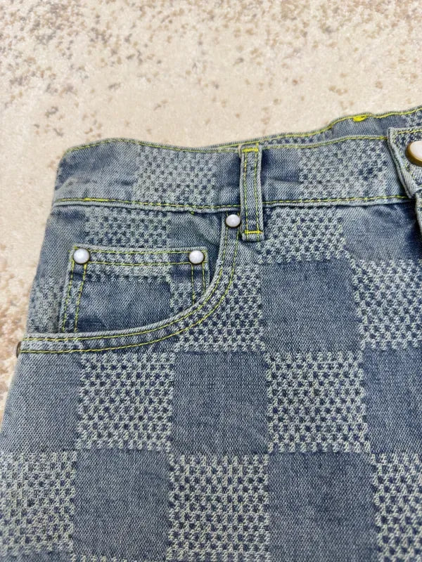 LV 1AHVDS Damier 3D Light Denim Shorts