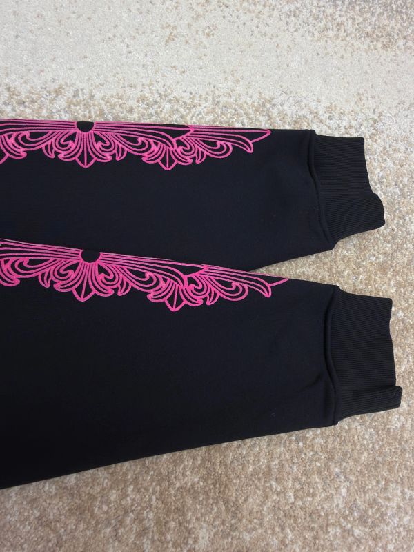 Chrome Hearts Horseshoe Pink Logo Zip-up Hoodie Black