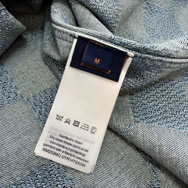 LV 1AHVZ2 Damier 3D Light Denim Short-Sleeved Shirt
