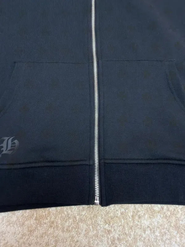 Chrome Hearts Monogram Vertical Logo Zip Up Hoodie