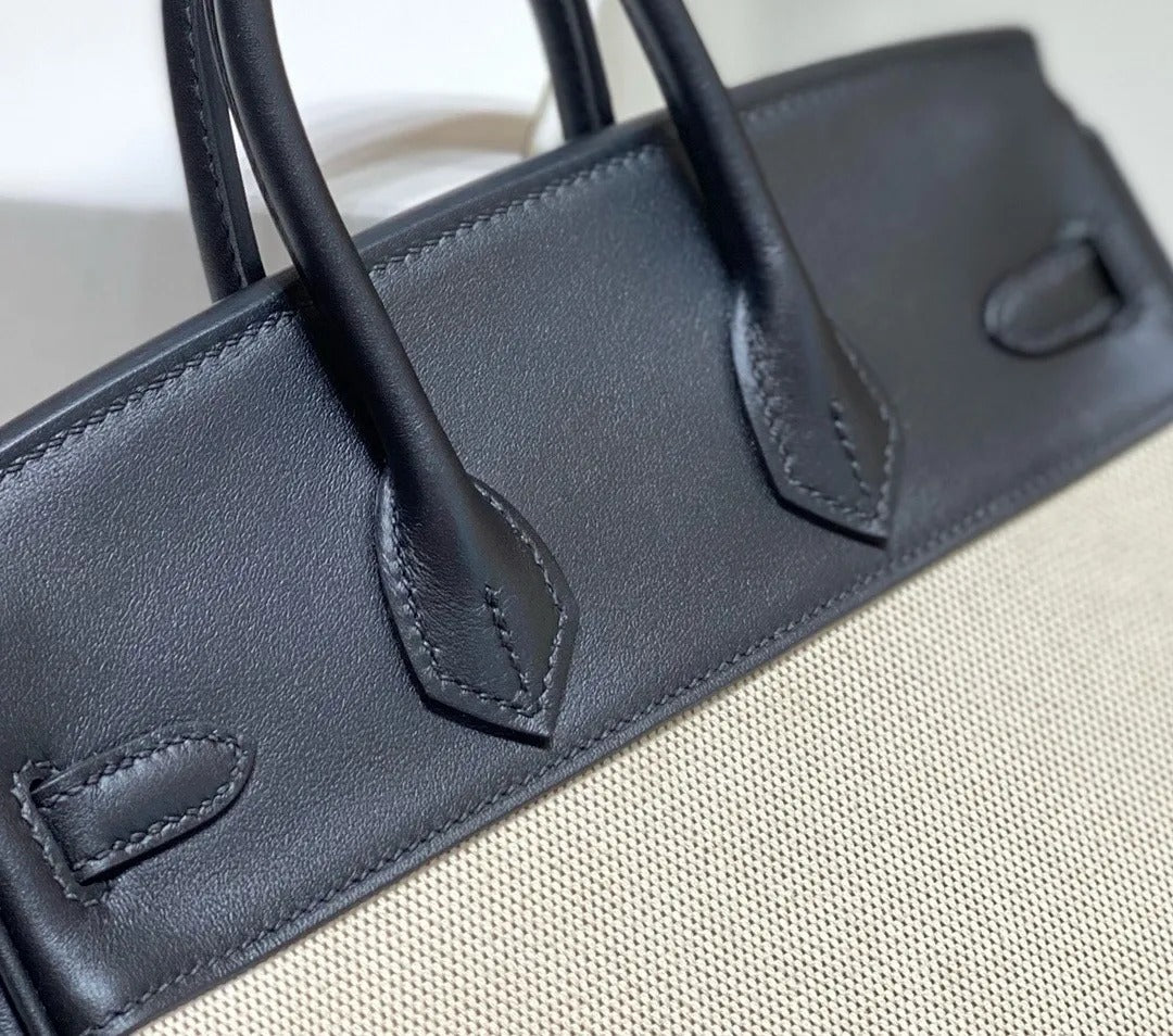 Hermes Birkin 25 in Toile Canvas and Swift Leather