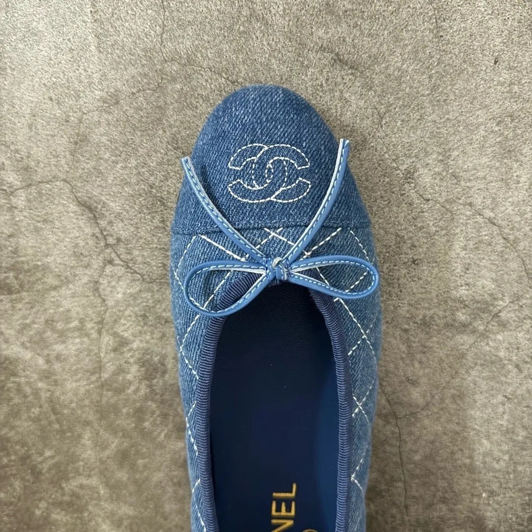 Chanel Classic Ballet Flats In Washed Denim