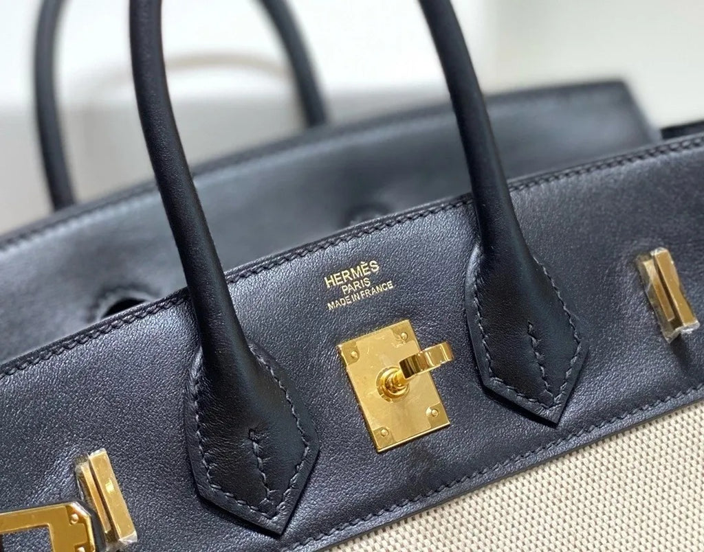 Hermes Birkin 25 in Toile Canvas and Swift Leather