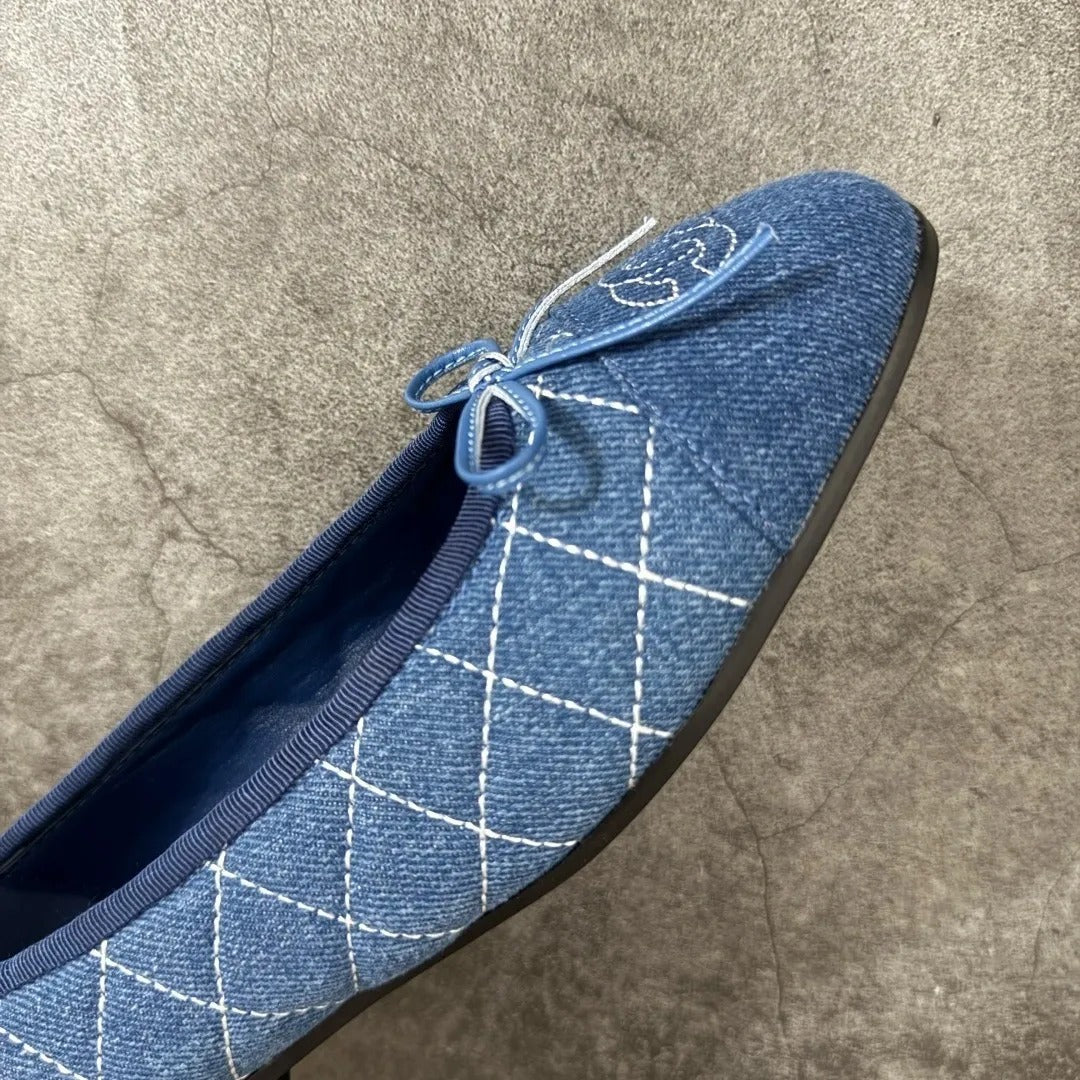 Chanel Classic Ballet Flats In Washed Denim